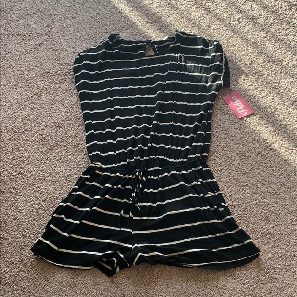 Black horizontal striped Romper